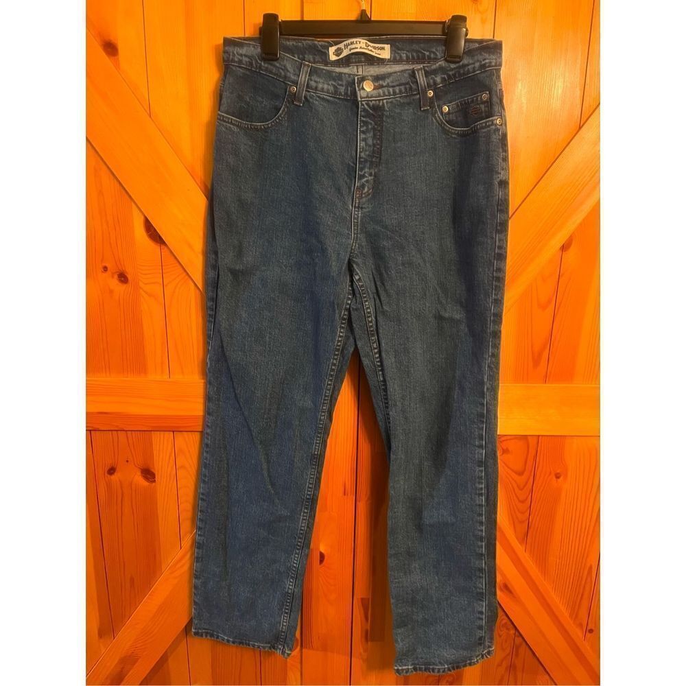 Harley Davidson Jeans Womens 14 Blue Denim Stretch Straight Leg Cotton (1164)